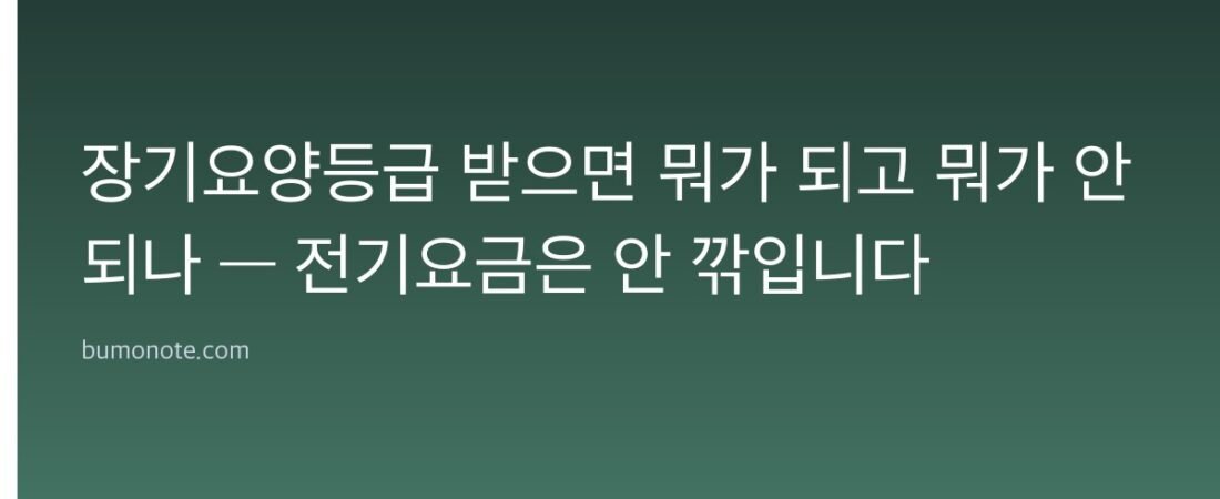 장기요양등급 받으면 뭐가 되고 뭐가 안 되나 — 전기요금은 안 깎입니다