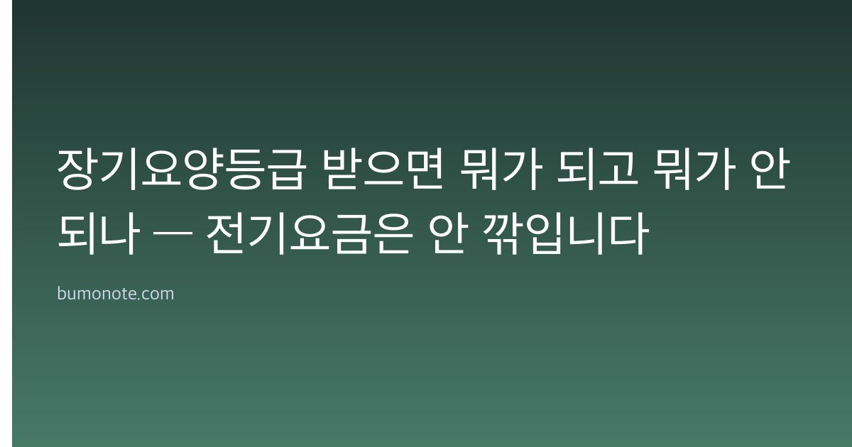 장기요양등급 받으면 뭐가 되고 뭐가 안 되나 — 전기요금은 안 깎입니다