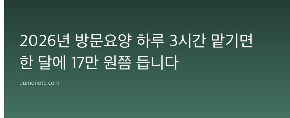 2026년 방문요양 하루 3시간 맡기면 한 달에 17만 원쯤 듭니다