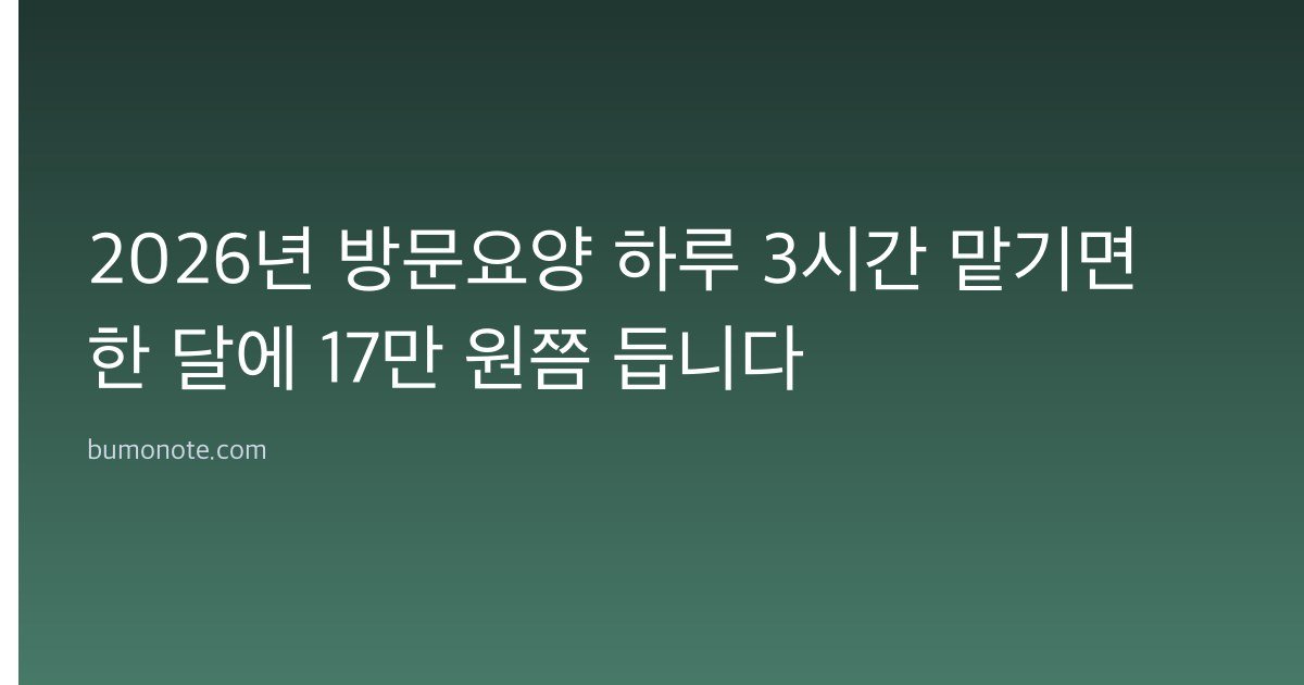 2026년 방문요양 하루 3시간 맡기면 한 달에 17만 원쯤 듭니다