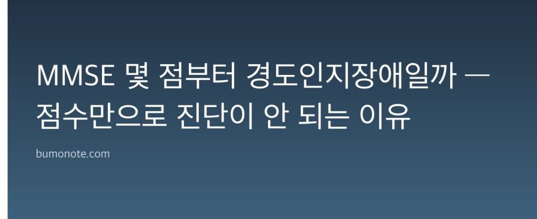 MMSE 몇 점부터 경도인지장애일까 — 점수만으로 진단이 안 되는 이유