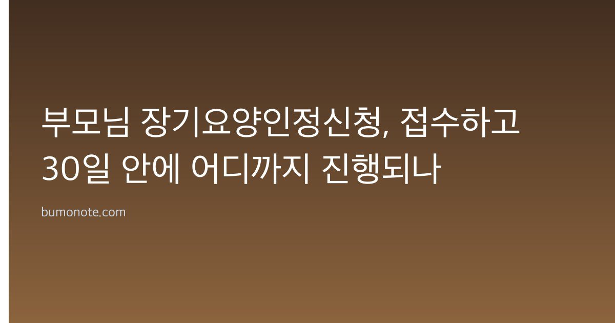 부모님 장기요양인정신청, 접수하고 30일 안에 어디까지 진행되나