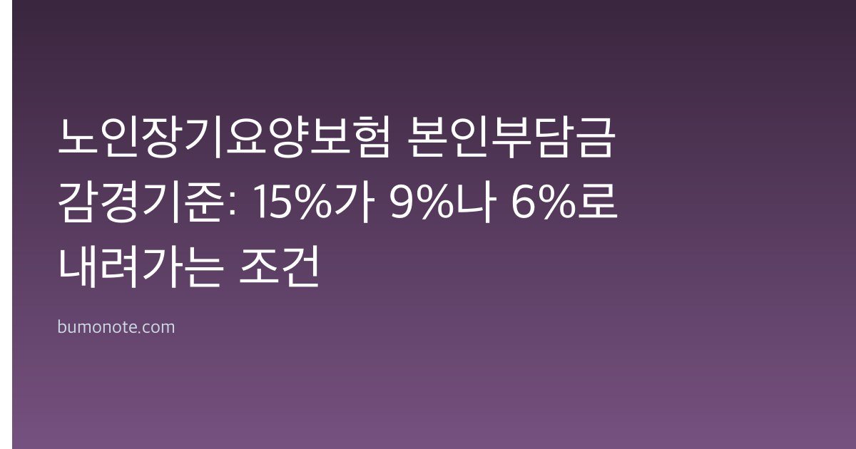 노인장기요양보험 본인부담금 감경기준: 15%가 9%나 6%로 내려가는 조건