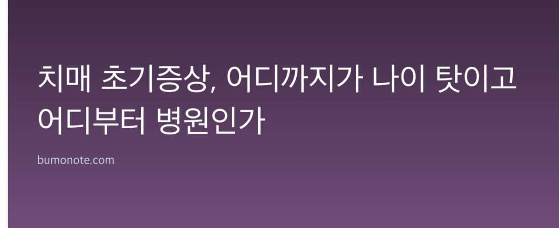 치매 초기증상, 어디까지가 나이 탓이고 어디부터 병원인가
